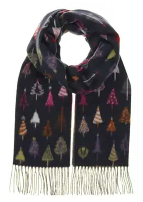 Colorful Fir Trees Scarf Navy