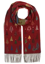 Colorful Fir Trees Scarf Red