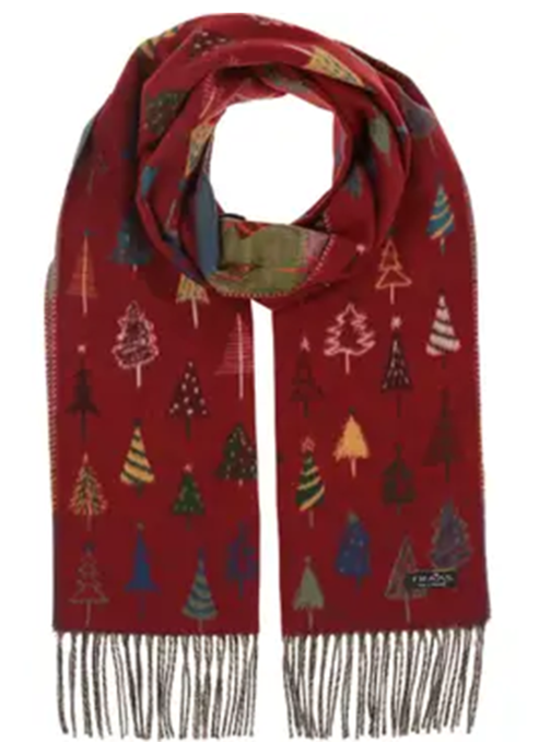 Colorful Fir Trees Scarf Red