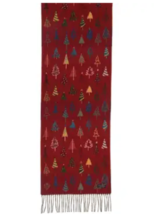 Colorful Fir Trees Scarf Red
