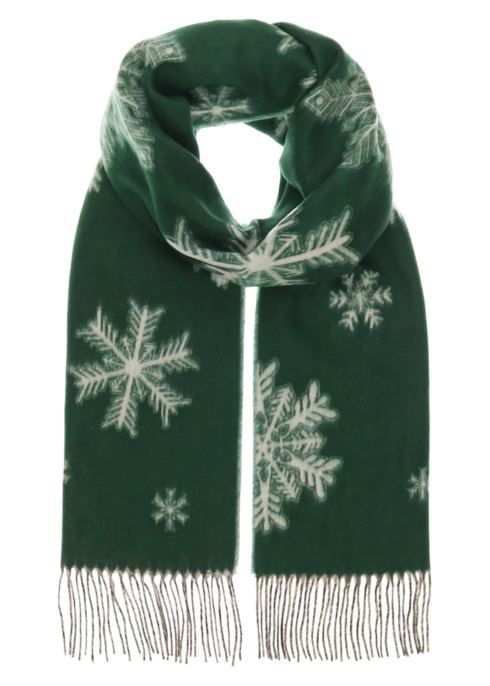 Snowflakes Scarf Green
