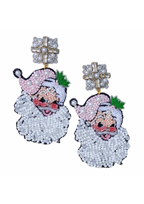 Vintage Pink Santa Claus Earrings