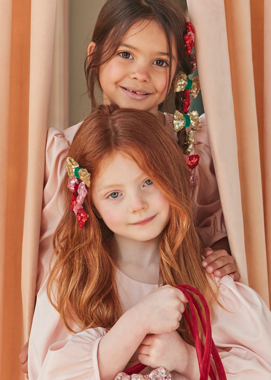 Sequin & Velvet Mini Bow Hairclips