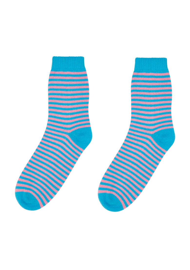 Jumper 1234 Cashmere Stripe Socks Aqua & Candy