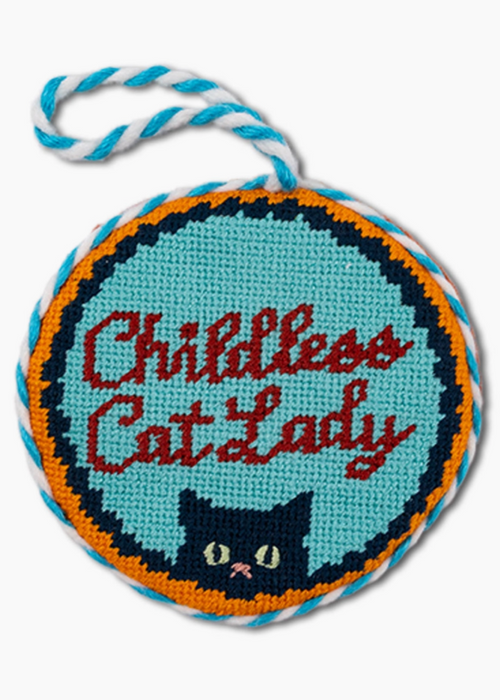 Childless Cat Lady Needlepoint Ornament