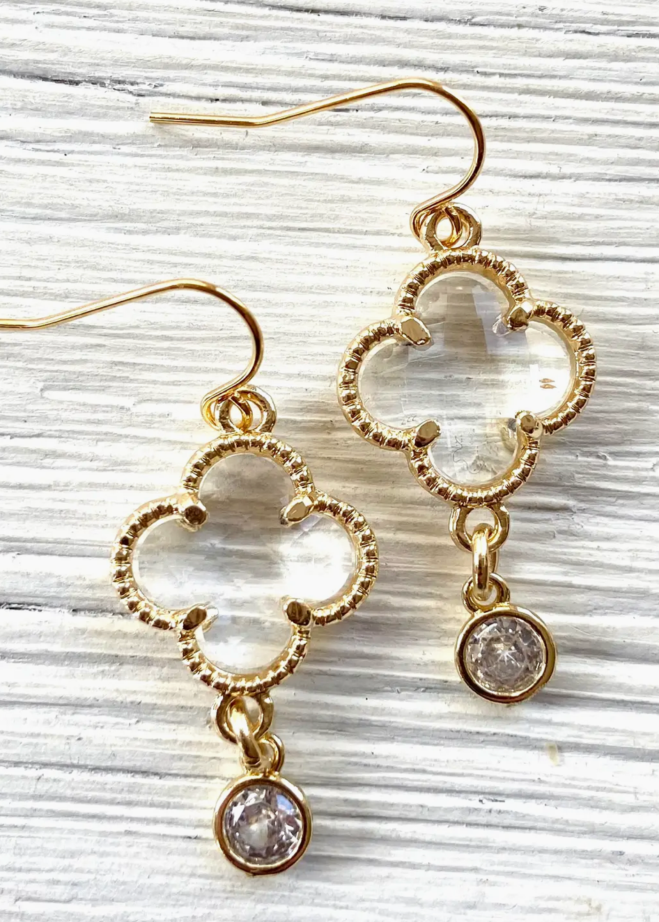 Crystal Clover Quatrefoil Earrings