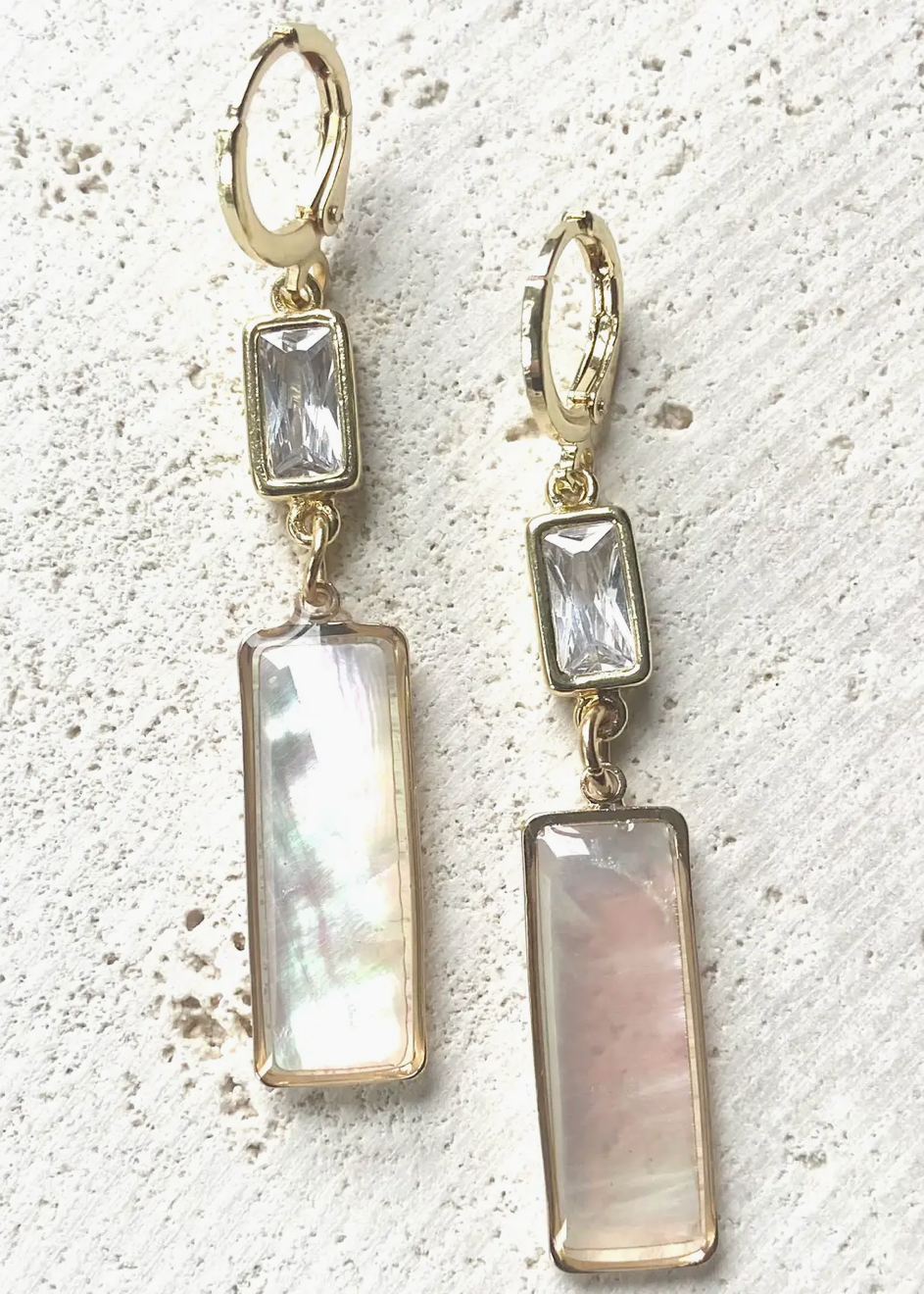 MOP & Crystal Drop Earrings
