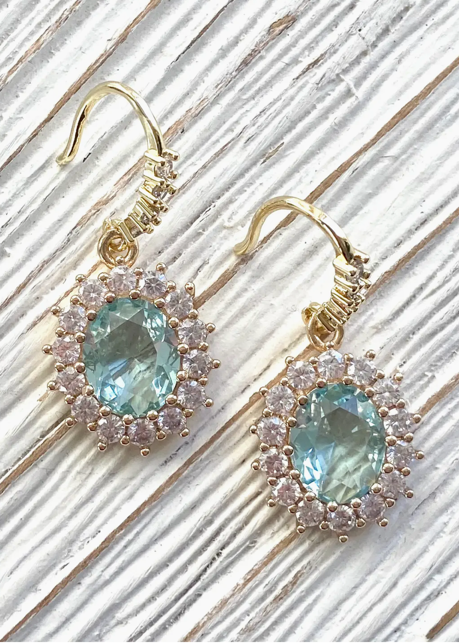 Aqua Crystal Drop Earrings