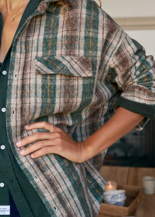 F&E Mcloghlin Brown & Green Plaid Utility Shirt