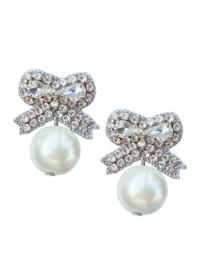 Collette Bow & Pearl Earrings