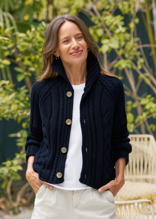 F&E Mini Cotswolds Cardigan Marine