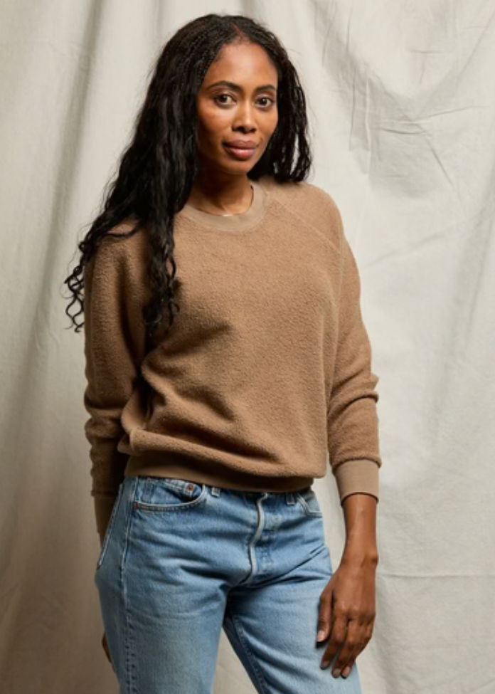 perfectwhitetee Ziggy Fleece Mocha Crew