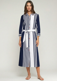 Vilagallo Navy & White Stripe Shirt Dress