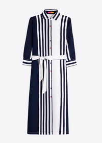 Vilagallo Navy & White Stripe Shirt Dress