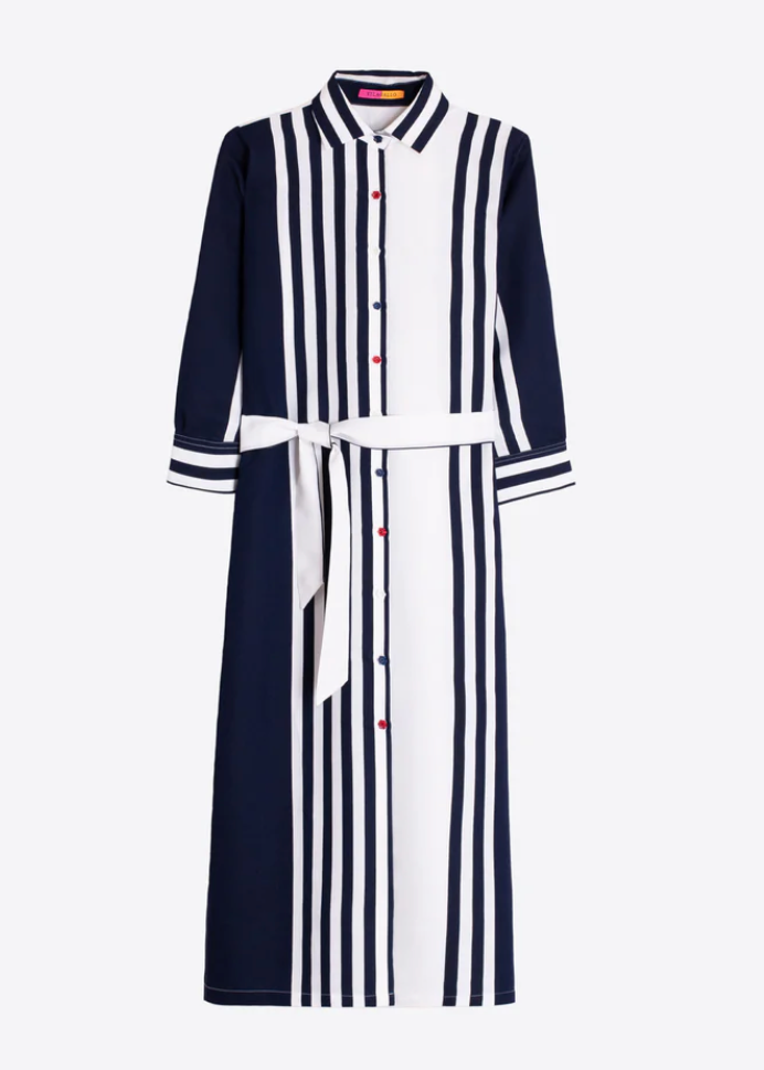 Vilagallo Navy & White Stripe Shirt Dress