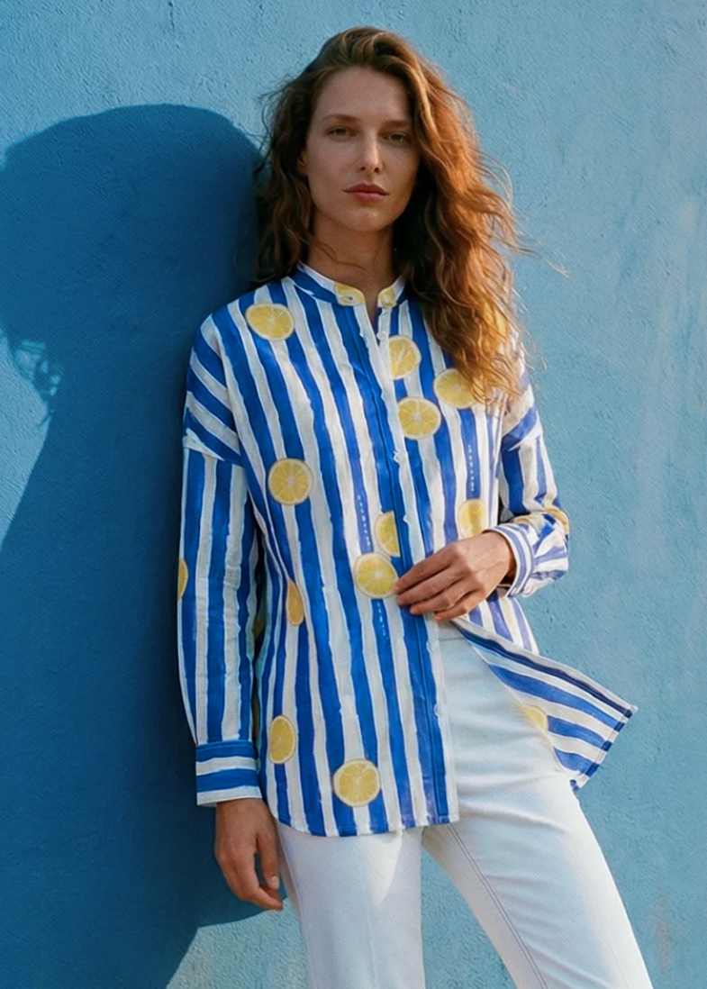 Vilagallo Striped Lemon Shirt