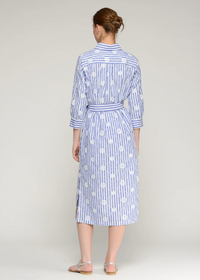 Vilagallo Blue Stripe Floral Dress
