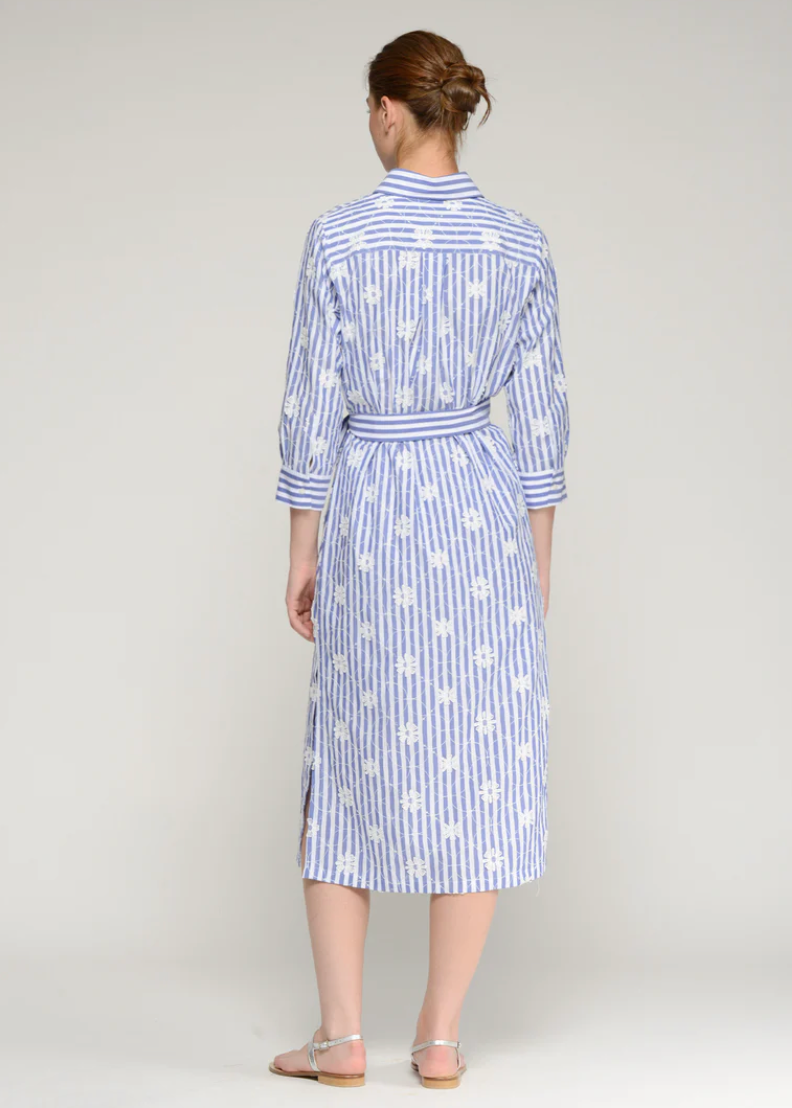 Vilagallo Blue Stripe Floral Dress