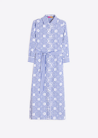 Vilagallo Blue Stripe Floral Dress