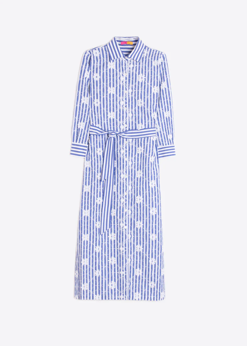 Vilagallo Blue Stripe Floral Dress