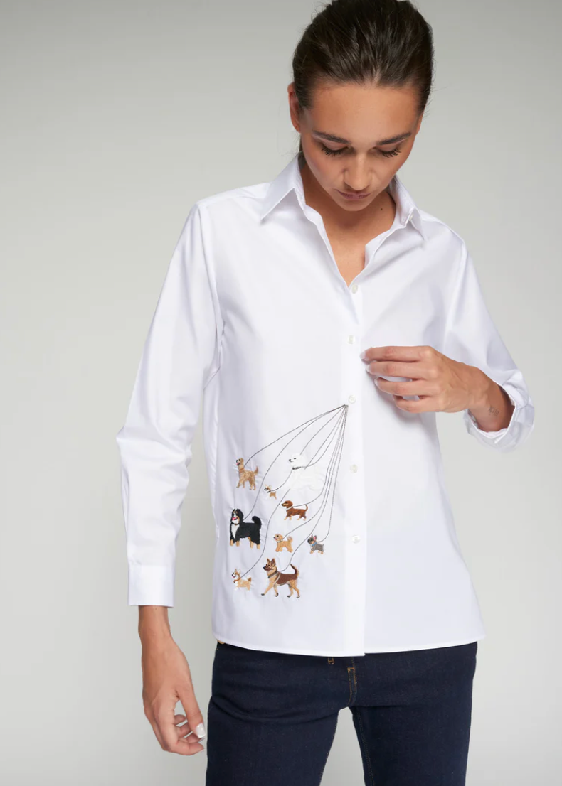 Vilagallo White Embroidered Dog Shirt