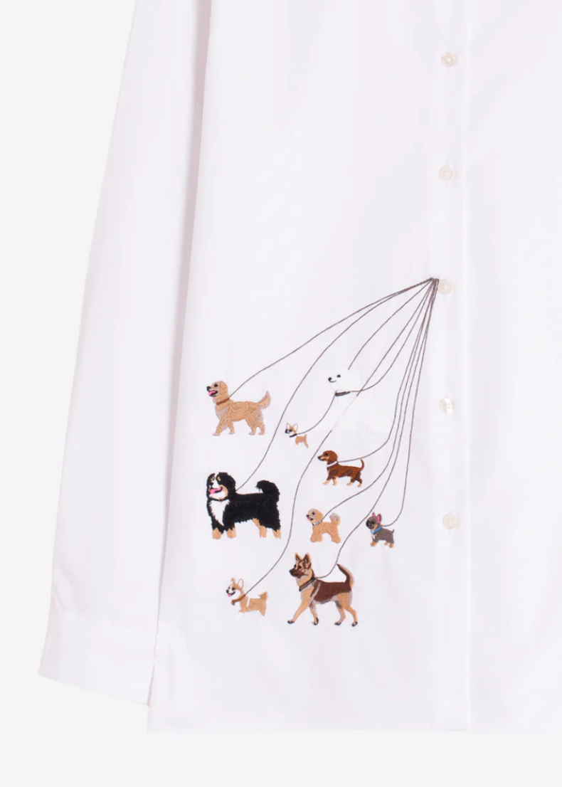 Vilagallo White Embroidered Dog Shirt