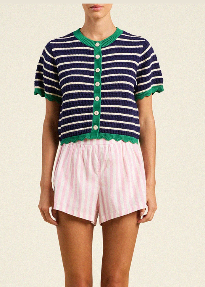Trovata Aurora Cardigan Navy Stripe