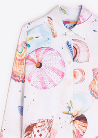 Vilagallo Seashell Watercolor Print Blouse