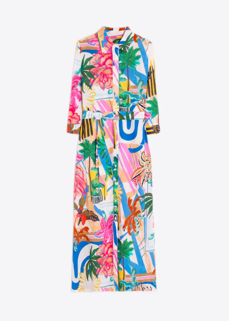 Vilagallo Multi Palm Tree Shirt Dress