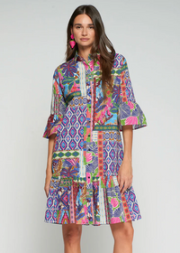 Vilagallo Multi Patchwork Print Dress