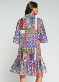 Vilagallo Multi Patchwork Print Dress