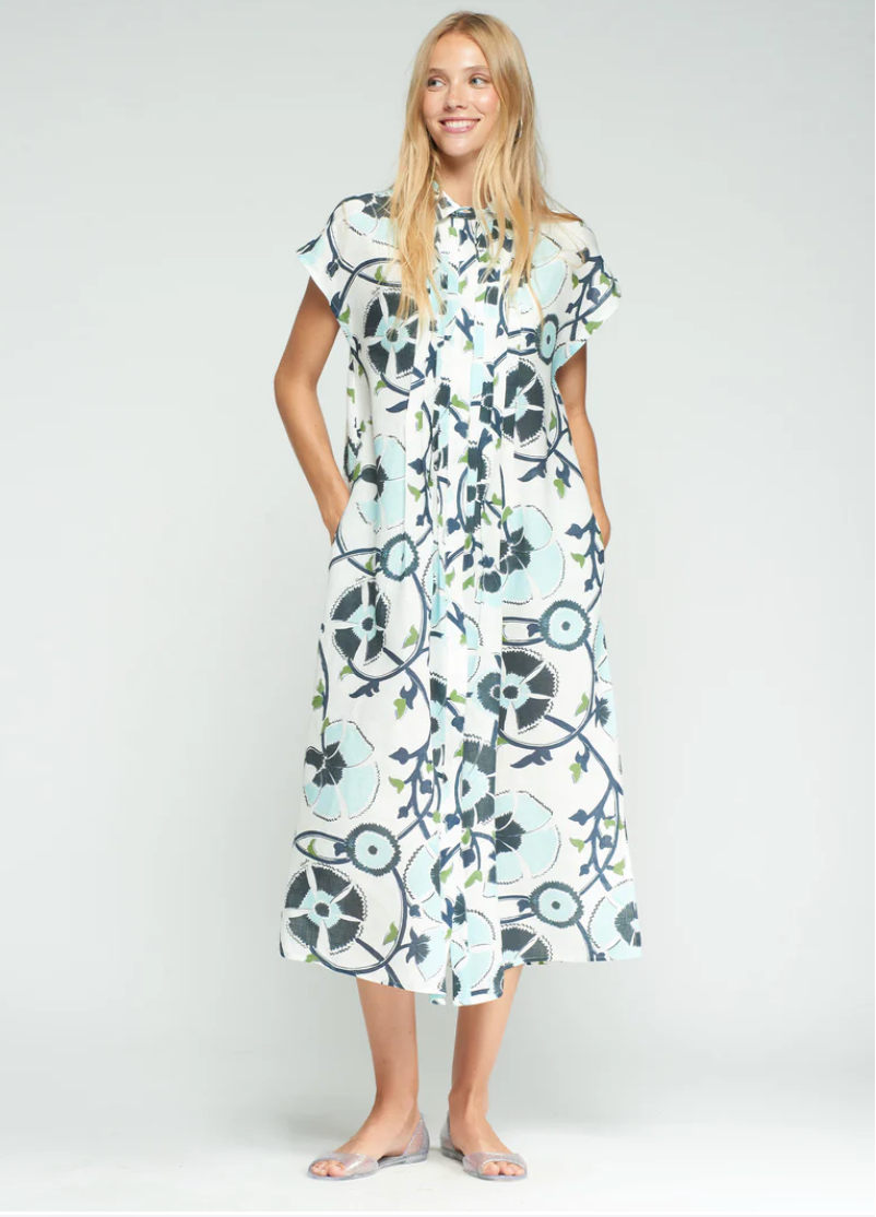 Vilagallo Floral Print Linen Dress