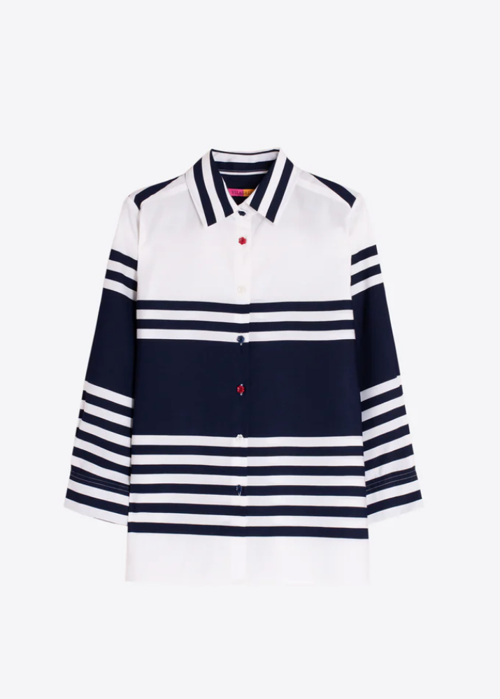 Vilagallo Navy & White Stripe Shirt