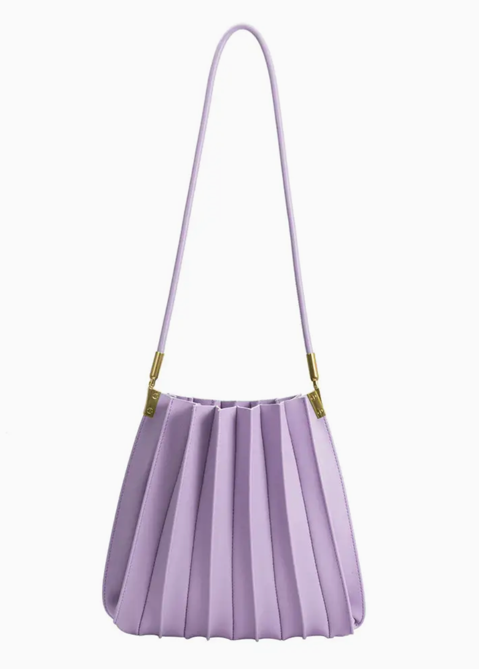 Lilac Pleated Vegan Shoulder Bag