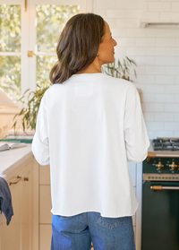 F&E Quinn LS Crewneck Tee White