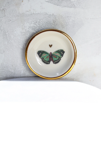Green Butterfly with Heart Trinket Dish