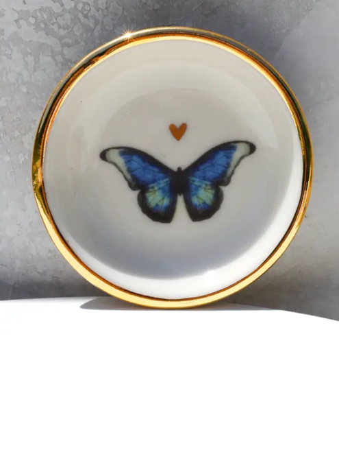 Blue Butterfly with Heart Trinket Dish