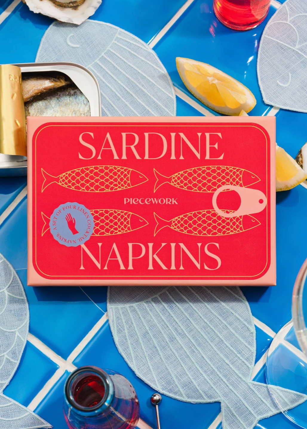 Sardine Cocktail Napkins - Set of 4