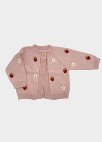 Cotton Strawberry Flower Baby Cardigan