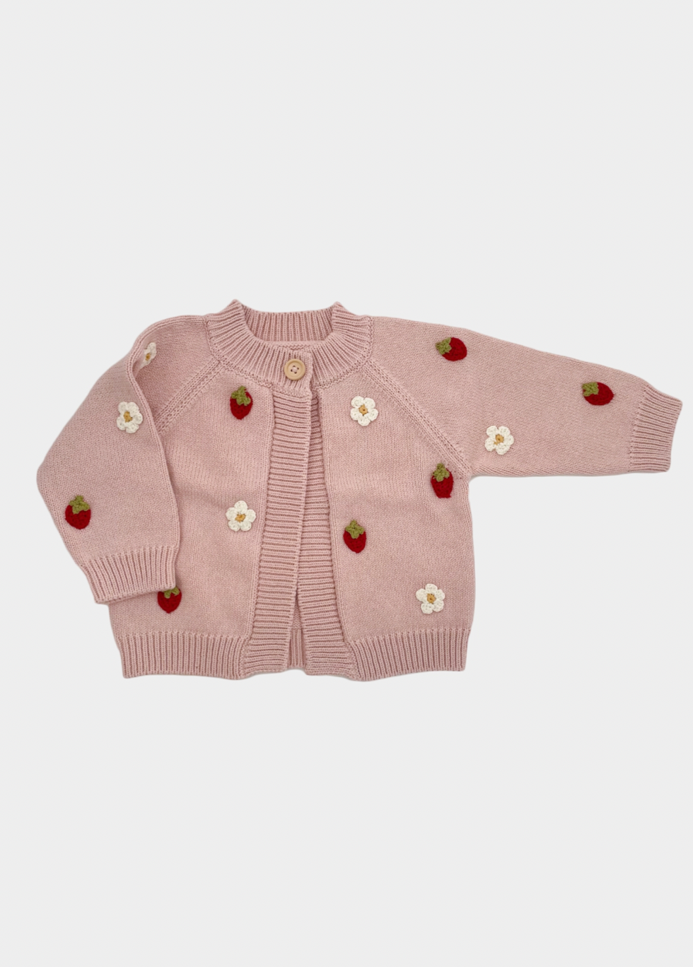 Cotton Strawberry Flower Baby Cardigan