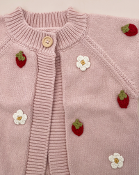 Cotton Strawberry Flower Baby Cardigan
