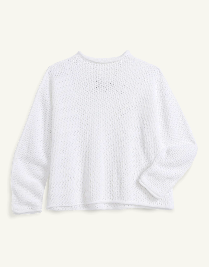 F&E Monterey Pointelle Sweater White