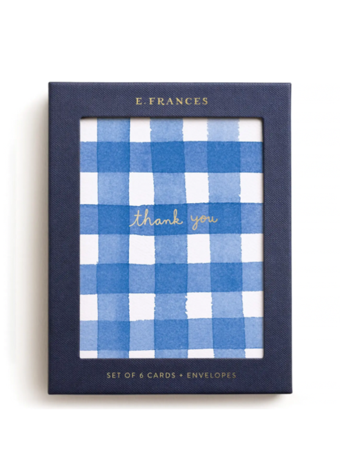 Blue Gingham Thank You Boxed Card Set (6 Cards)