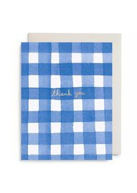 Blue Gingham Thank You Boxed Card Set (6 Cards)