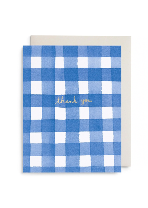 Blue Gingham Thank You Boxed Card Set (6 Cards)