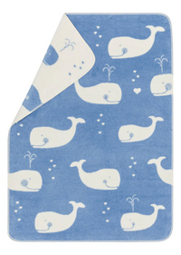 MAJA Baby Blanket Whales Allover in Blue