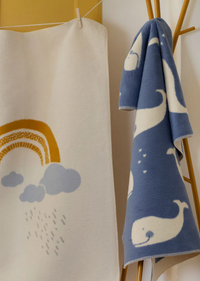 MAJA Baby Blanket Whales Allover in Blue