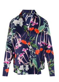 Daria French Cuff Silk Blouse Midnight Bloom