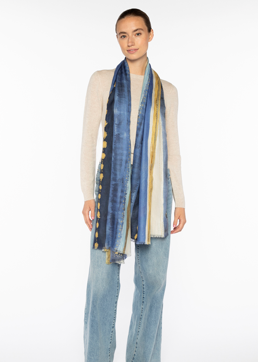 Kinross Painted Stripe Print Scarf