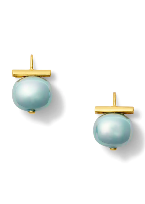 Classic Medium Cornflower Pebble Pearl Earrings